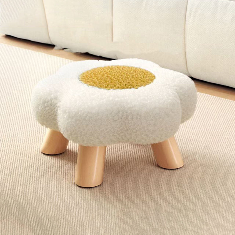 Lumendat Contemporary Creative Kids Flower Shape Teddy Fleece Fabric Artificial Board Frame Sponge Removable Washable Low Stool Backless Armless For L Lumendat