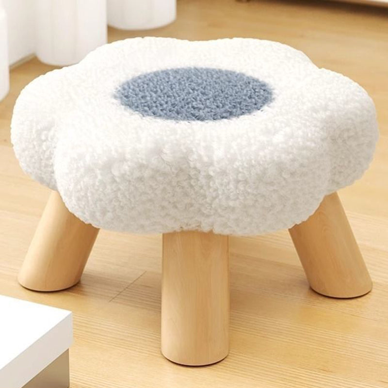 Lumendat Contemporary Creative Kids Flower Shape Teddy Fleece Fabric Artificial Board Frame Sponge Removable Washable Low Stool Backless Armless For L Lumendat