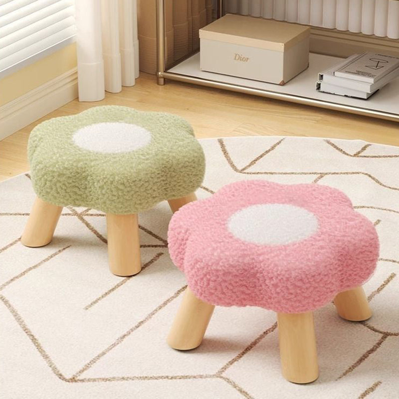 Lumendat Contemporary Creative Kids Flower Shape Teddy Fleece Fabric Artificial Board Frame Sponge Removable Washable Low Stool Backless Armless For L Lumendat