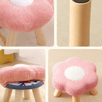 Lumendat Contemporary Creative Kids Flower Shape Teddy Fleece Fabric Artificial Board Frame Sponge Removable Washable Low Stool Backless Armless For L Lumendat