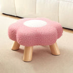 Lumendat Contemporary Creative Kids Flower Shape Teddy Fleece Fabric Artificial Board Frame Sponge Removable Washable Low Stool Backless Armless For L Lumendat