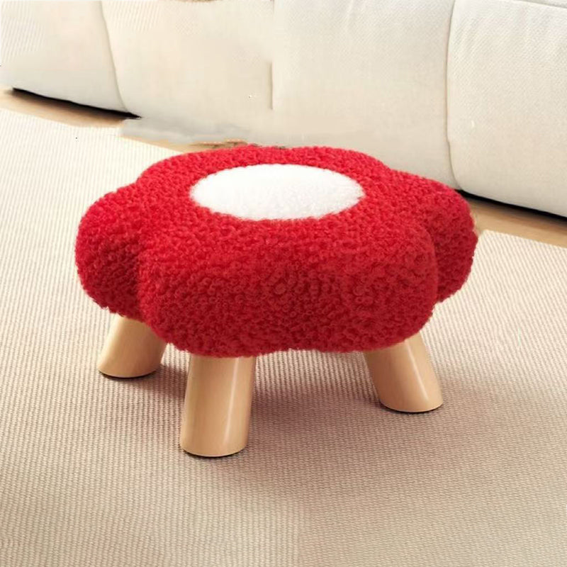 Lumendat Contemporary Creative Kids Flower Shape Teddy Fleece Fabric Artificial Board Frame Sponge Removable Washable Low Stool Backless Armless For L Lumendat