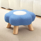 Lumendat Contemporary Creative Kids Flower Shape Teddy Fleece Fabric Artificial Board Frame Sponge Removable Washable Low Stool Backless Armless For L Lumendat