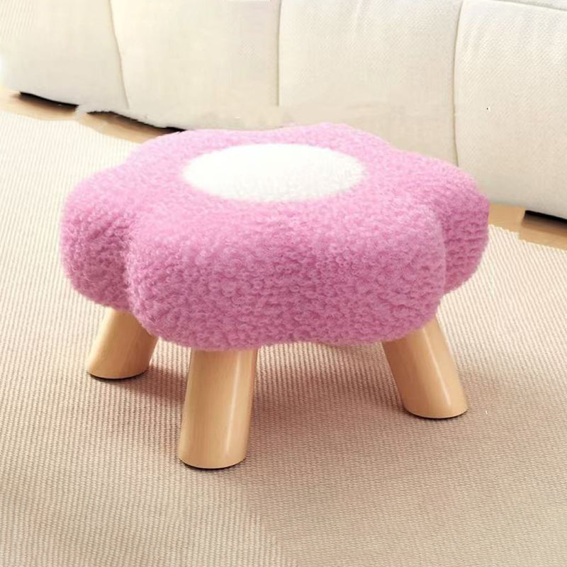 Lumendat Contemporary Creative Kids Flower Shape Teddy Fleece Fabric Artificial Board Frame Sponge Removable Washable Low Stool Backless Armless For L Lumendat