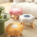 Lumendat Contemporary Creative Kids Flower Shape Teddy Fleece Fabric Artificial Board Frame Sponge Removable Washable Low Stool Backless Armless For L Lumendat