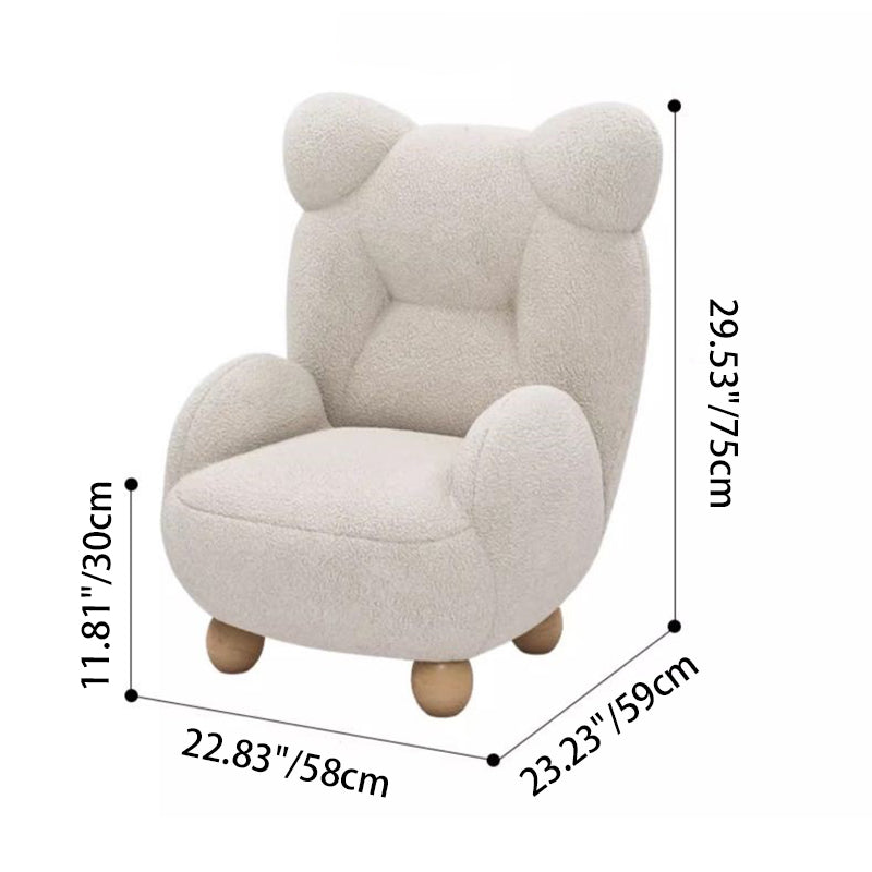 Lumendat Contemporary Creative Kids Bear Shape Lamb Fleece Rubberwood Sponge Sofa Backrest Armrest For Living Room Lumendat