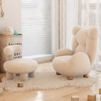 Lumendat Contemporary Creative Kids Bear Shape Lamb Fleece Rubberwood Sponge Sofa Backrest Armrest For Living Room Lumendat