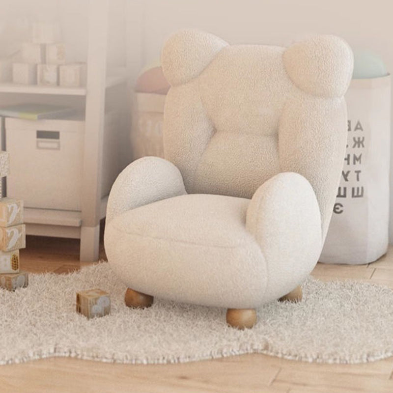 Lumendat Contemporary Creative Kids Bear Shape Lamb Fleece Rubberwood Sponge Sofa Backrest Armrest For Living Room Lumendat
