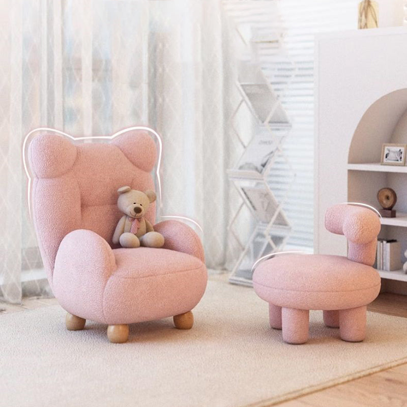 Lumendat Contemporary Creative Kids Bear Shape Lamb Fleece Rubberwood Sponge Sofa Backrest Armrest For Living Room Lumendat