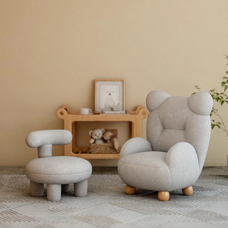 Lumendat Contemporary Creative Kids Bear Shape Lamb Fleece Rubberwood Sponge Sofa Backrest Armrest For Living Room Lumendat