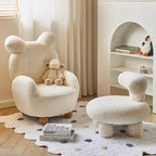 Lumendat Contemporary Creative Kids Bear Shape Lamb Fleece Rubberwood Sponge Sofa Backrest Armrest For Living Room Lumendat