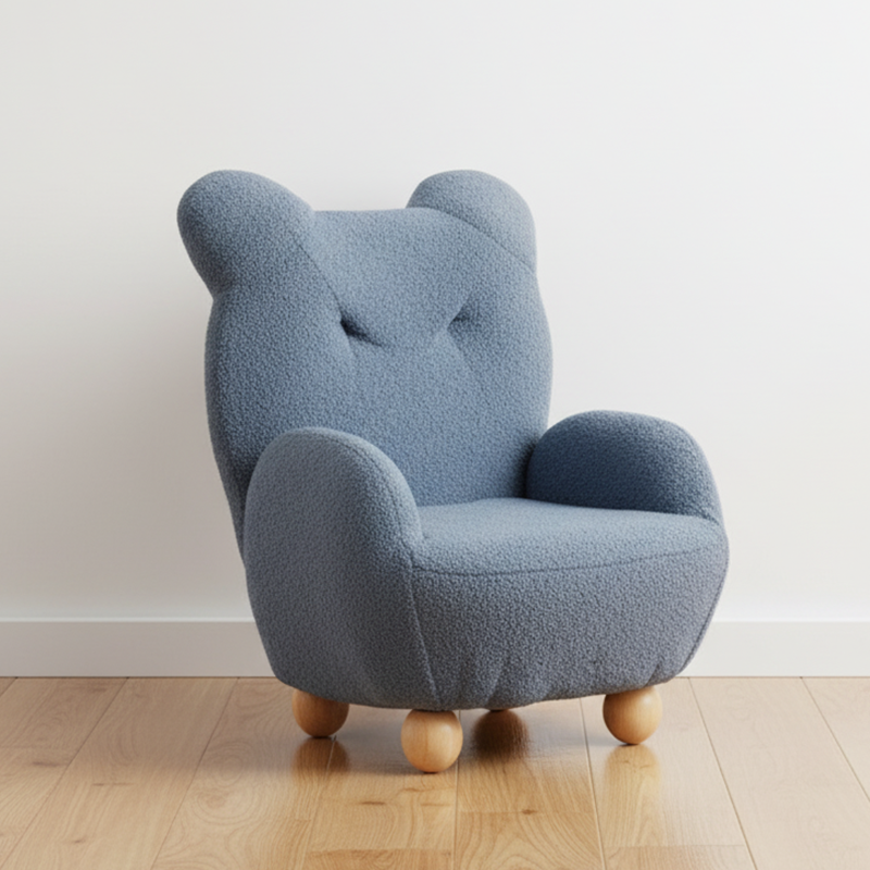 Lumendat Contemporary Creative Kids Bear Shape Lamb Fleece Rubberwood Sponge Sofa Backrest Armrest For Living Room Lumendat