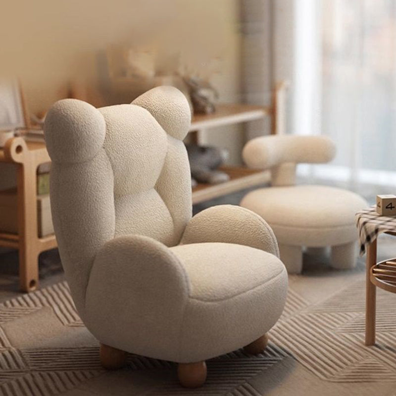 Lumendat Contemporary Creative Kids Bear Shape Lamb Fleece Rubberwood Sponge Sofa Backrest Armrest For Living Room Lumendat