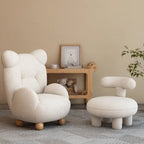 Lumendat Contemporary Creative Kids Bear Shape Lamb Fleece Rubberwood Sponge Sofa Backrest Armrest For Living Room Lumendat