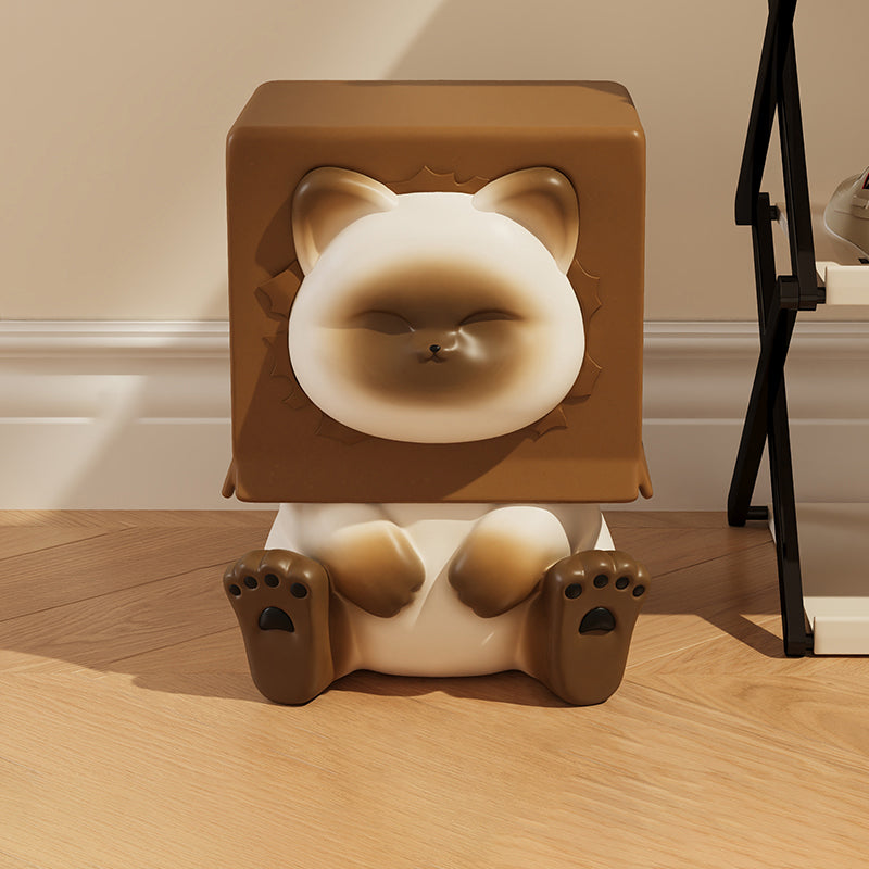 Lumendat Contemporary Creative Kids Cat Shape Resin Low Stool Backless Armless For Entryways Lumendat