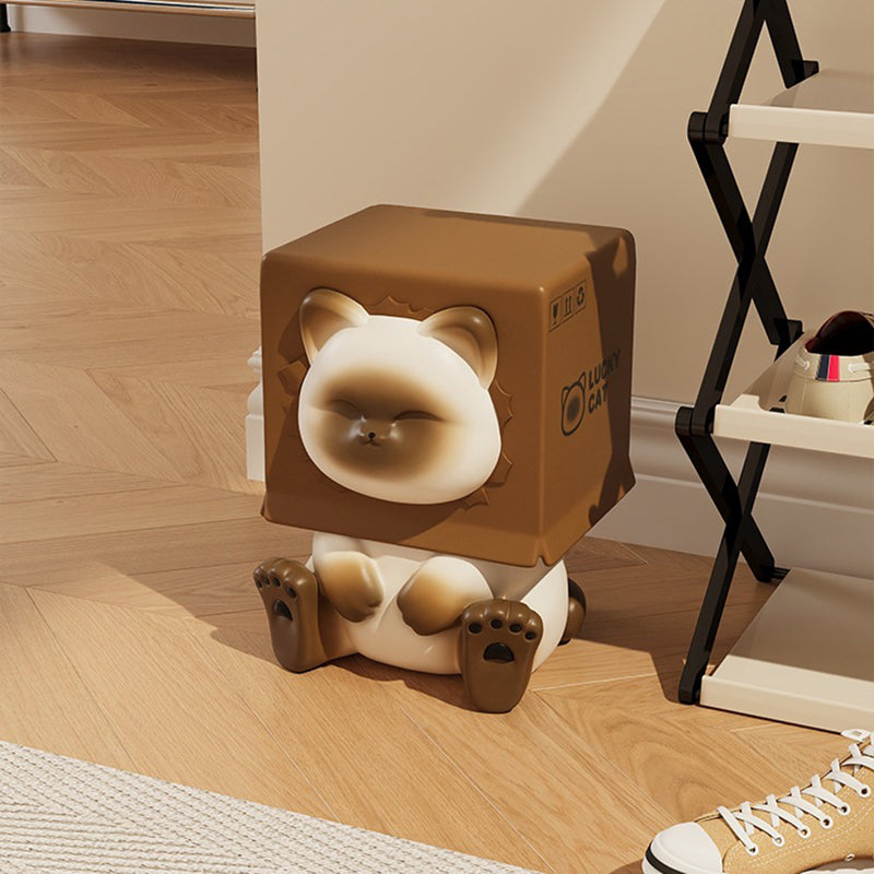 Lumendat Contemporary Creative Kids Cat Shape Resin Low Stool Backless Armless For Entryways Lumendat