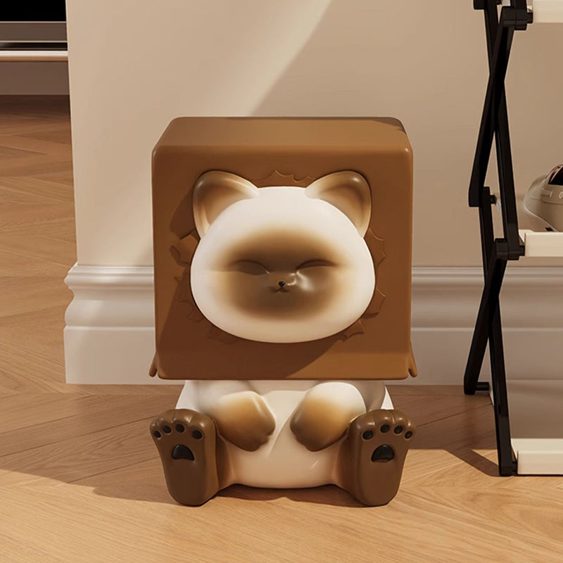 Lumendat Contemporary Creative Kids Cat Shape Resin Low Stool Backless Armless For Entryways Lumendat