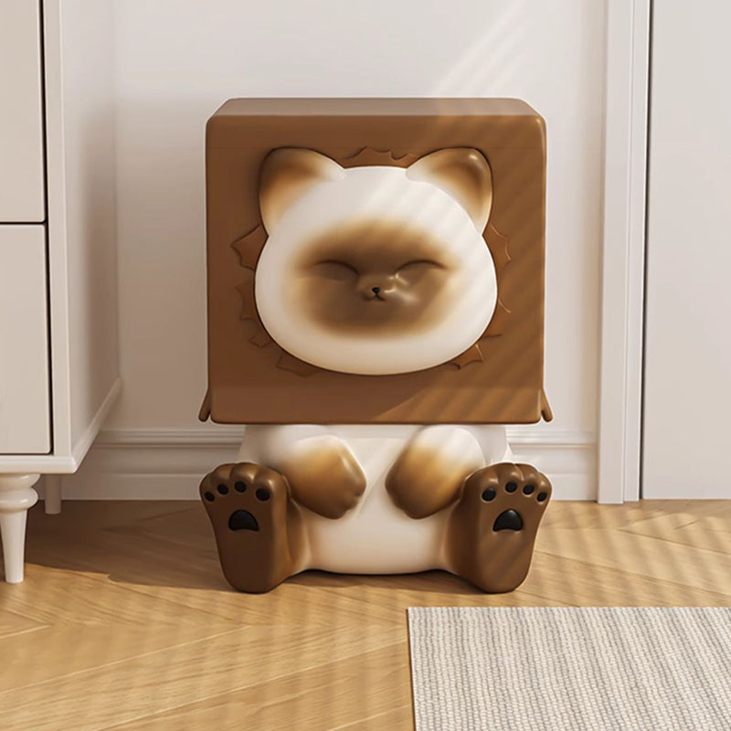 Lumendat Contemporary Creative Kids Cat Shape Resin Low Stool Backless Armless For Entryways Lumendat