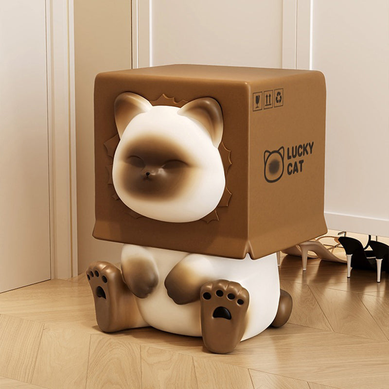Lumendat Contemporary Creative Kids Cat Shape Resin Low Stool Backless Armless For Entryways Lumendat