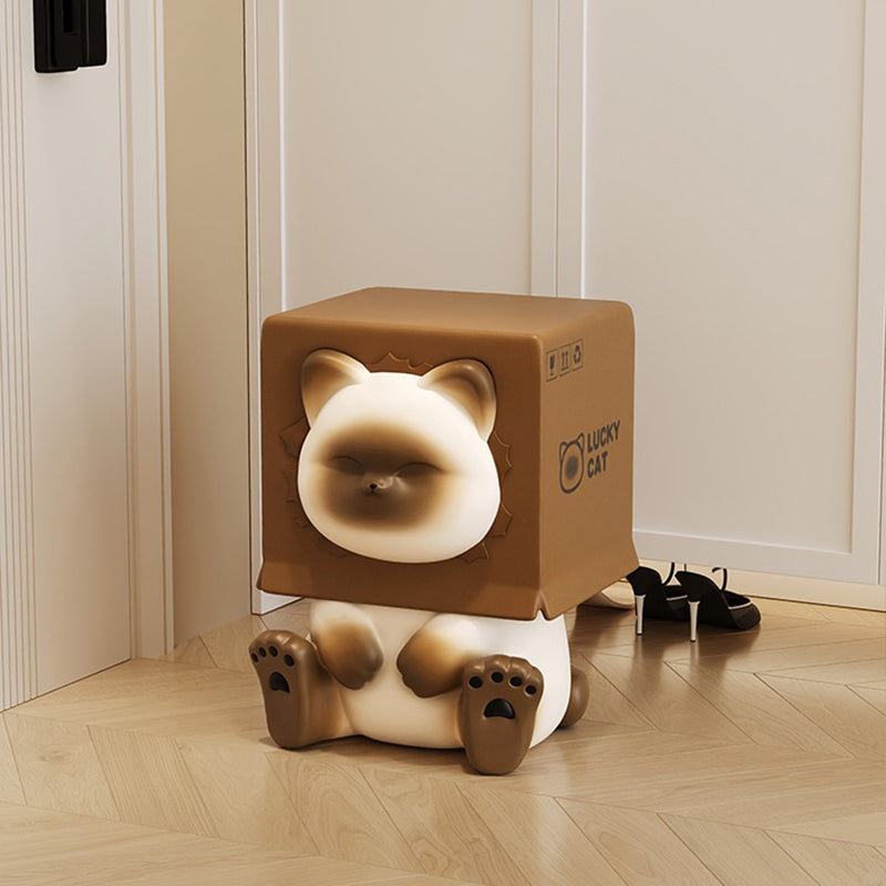 Lumendat Contemporary Creative Kids Cat Shape Resin Low Stool Backless Armless For Entryways Lumendat