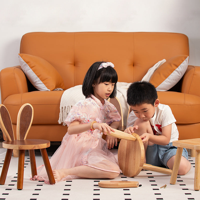 Lumendat Contemporary Creative Kids Rabbit Shape Solid Wood Multi-layer Board Low Stool Backrest Armless For Living Room Lumendat