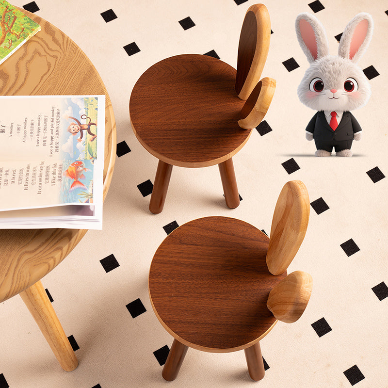 Lumendat Contemporary Creative Kids Rabbit Shape Solid Wood Multi-layer Board Low Stool Backrest Armless For Living Room Lumendat