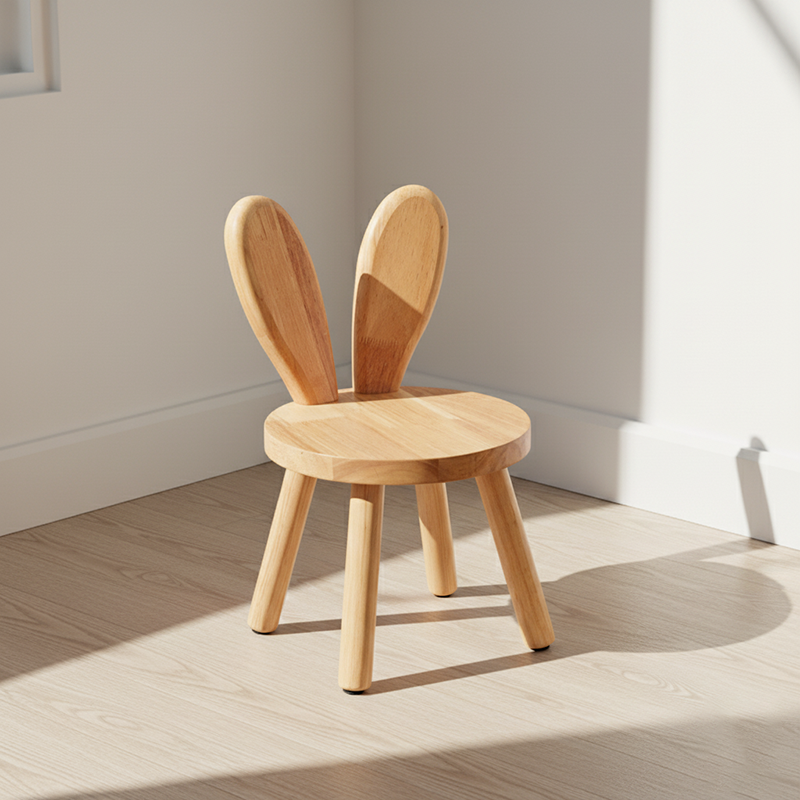 Lumendat Contemporary Creative Kids Rabbit Shape Solid Wood Multi-layer Board Low Stool Backrest Armless For Living Room Lumendat