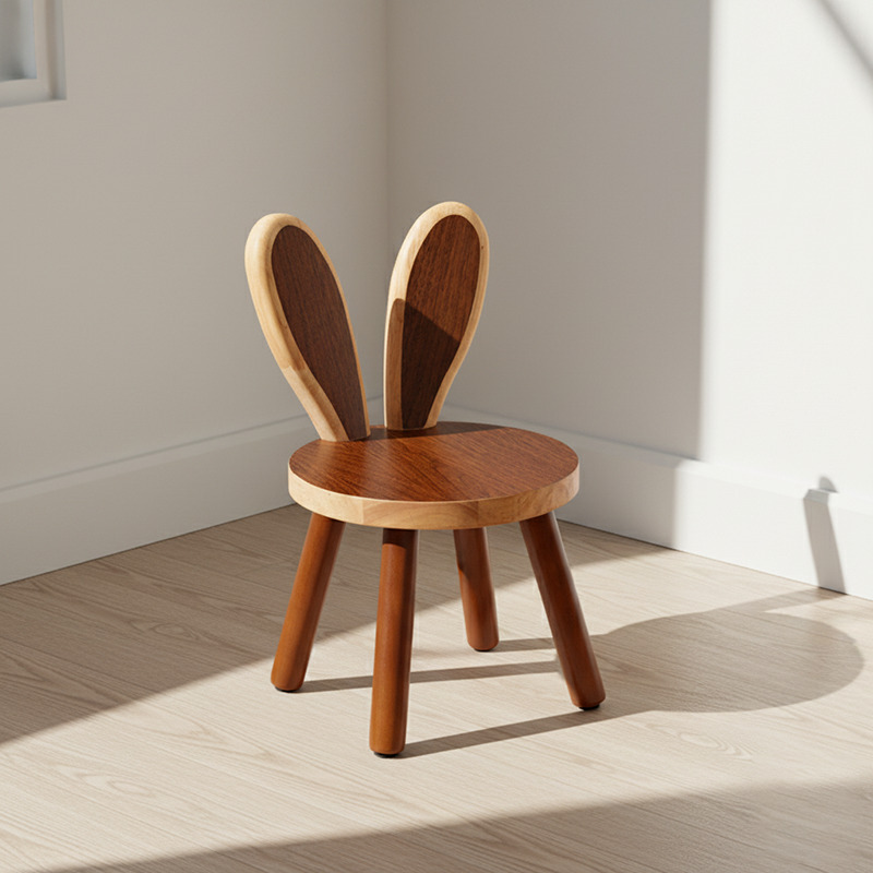 Lumendat Contemporary Creative Kids Rabbit Shape Solid Wood Multi-layer Board Low Stool Backrest Armless For Living Room Lumendat