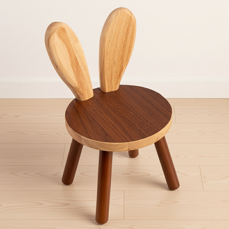 Lumendat Contemporary Creative Kids Rabbit Shape Solid Wood Multi-layer Board Low Stool Backrest Armless For Living Room Lumendat
