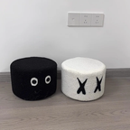 Lumendat Contemporary Creative Kids Round Lamb Fleece Solid Wood Multi-layer Board Removable Washable Low Stool Backless Armless For Entryways Lumendat