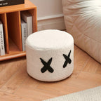 Lumendat Contemporary Creative Kids Round Lamb Fleece Solid Wood Multi-layer Board Removable Washable Low Stool Backless Armless For Entryways Lumendat
