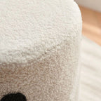 Lumendat Contemporary Creative Kids Round Lamb Fleece Solid Wood Multi-layer Board Removable Washable Low Stool Backless Armless For Entryways Lumendat