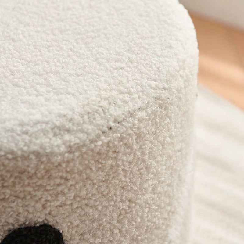 Lumendat Contemporary Creative Kids Round Lamb Fleece Solid Wood Multi-layer Board Removable Washable Low Stool Backless Armless For Entryways Lumendat