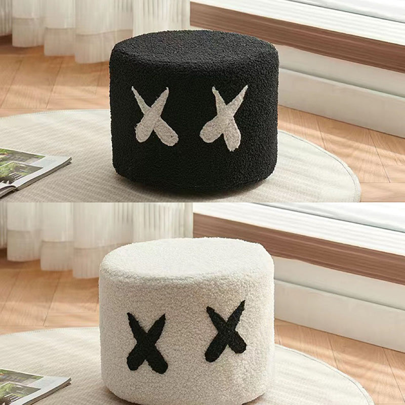 Lumendat Contemporary Creative Kids Round Lamb Fleece Solid Wood Multi-layer Board Removable Washable Low Stool Backless Armless For Entryways Lumendat