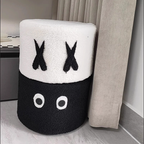 Lumendat Contemporary Creative Kids Round Lamb Fleece Solid Wood Multi-layer Board Removable Washable Low Stool Backless Armless For Entryways Lumendat