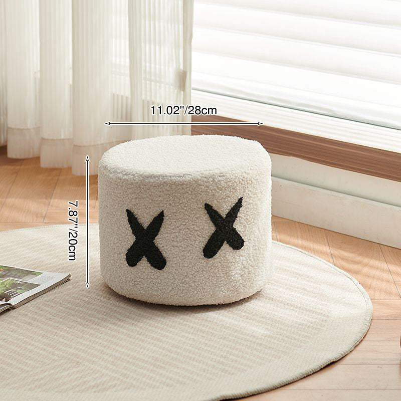 Lumendat Contemporary Creative Kids Round Lamb Fleece Solid Wood Multi-layer Board Removable Washable Low Stool Backless Armless For Entryways Lumendat