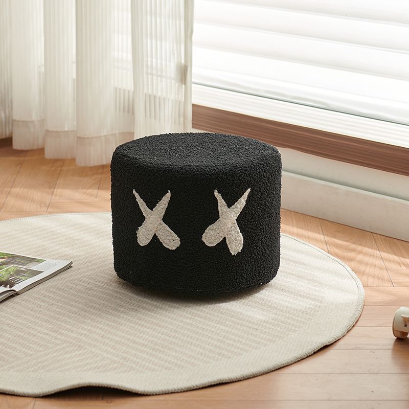 Lumendat Contemporary Creative Kids Round Lamb Fleece Solid Wood Multi-layer Board Removable Washable Low Stool Backless Armless For Entryways Lumendat