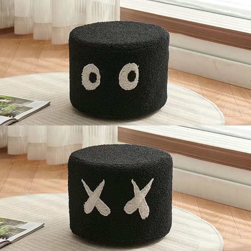 Lumendat Contemporary Creative Kids Round Lamb Fleece Solid Wood Multi-layer Board Removable Washable Low Stool Backless Armless For Entryways Lumendat
