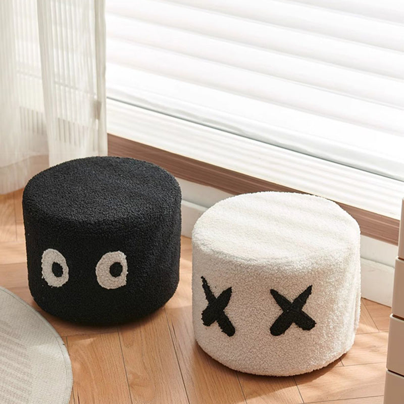 Lumendat Contemporary Creative Kids Round Lamb Fleece Solid Wood Multi-layer Board Removable Washable Low Stool Backless Armless For Entryways Lumendat