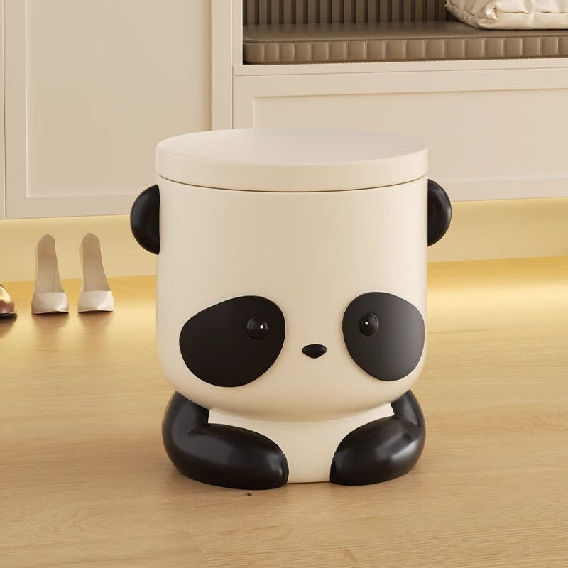 Lumendat Contemporary Creative Kids Panda Shape Resin Storage Low Stool Backless Armless For Living Room Lumendat