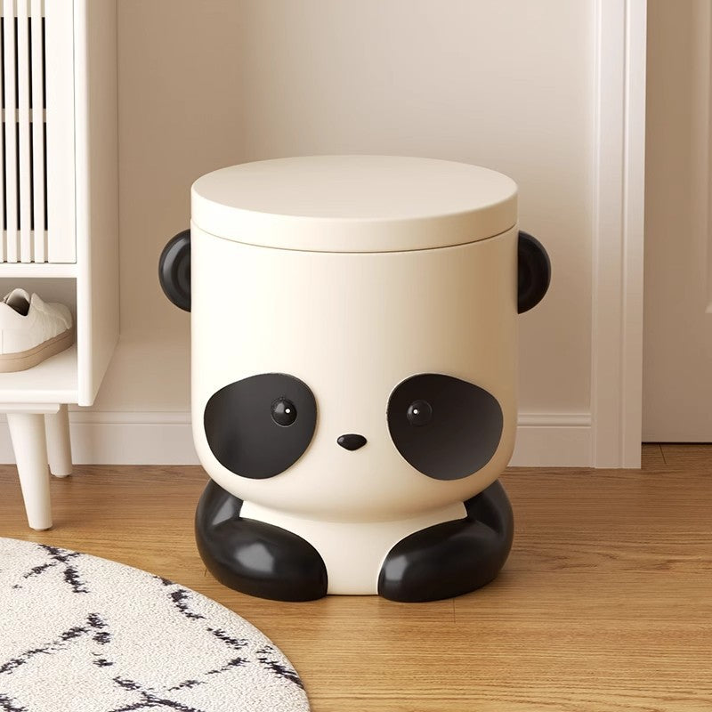Lumendat Contemporary Creative Kids Panda Shape Resin Storage Low Stool Backless Armless For Living Room Lumendat