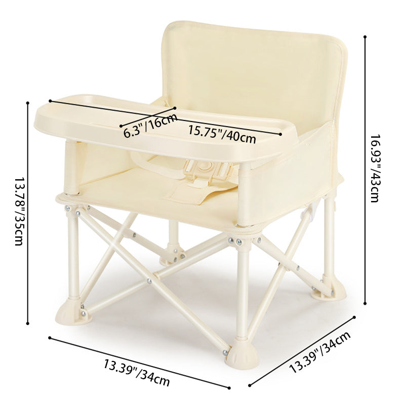 Lumendat Modern Minimalist Oxford Fabric Square Kids Dining Chair Foldable High Chair With Backrest Armrests Tray For Garden & Restaurant Lumendat