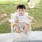 Lumendat Modern Minimalist Oxford Fabric Square Kids Dining Chair Foldable High Chair With Backrest Armrests Tray For Garden & Restaurant Lumendat