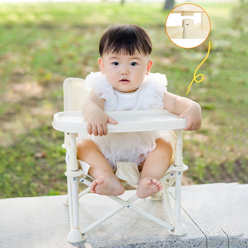 Lumendat Modern Minimalist Oxford Fabric Square Kids Dining Chair Foldable High Chair With Backrest Armrests Tray For Garden & Restaurant Lumendat