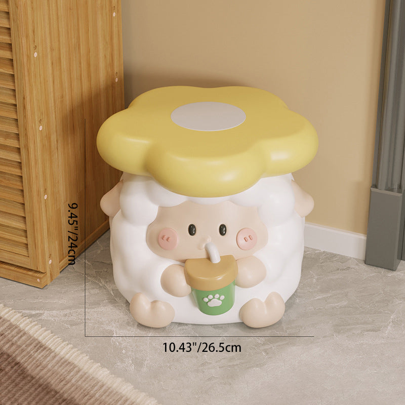 Lumendat Contemporary Creative Kids Resin Sheep-Shape Low Stool For Entryway, Living Room, Bedroom Lumendat