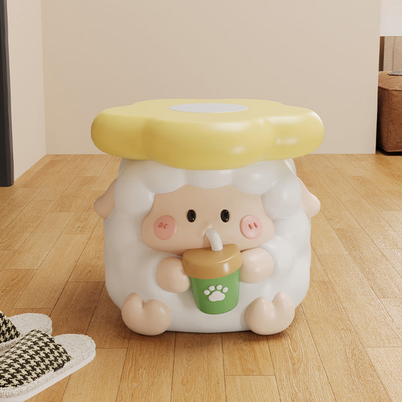 Lumendat Contemporary Creative Kids Resin Sheep-Shape Low Stool For Entryway, Living Room, Bedroom Lumendat