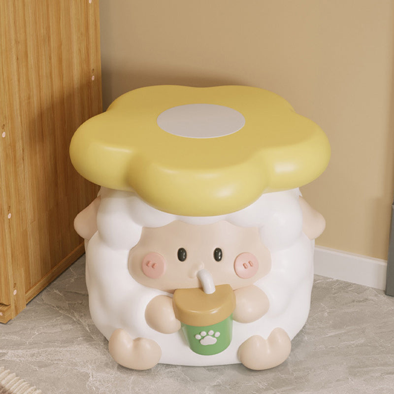 Lumendat Contemporary Creative Kids Resin Sheep-Shape Low Stool For Entryway, Living Room, Bedroom Lumendat