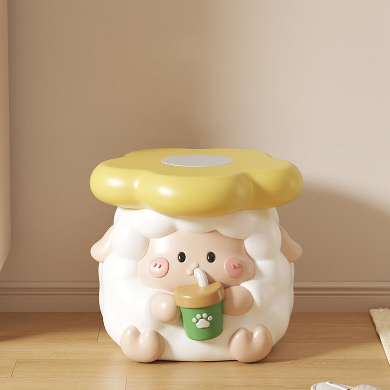 Lumendat Contemporary Creative Kids Resin Sheep-Shape Low Stool For Entryway, Living Room, Bedroom Lumendat