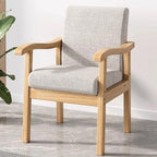 Modern Minimalist Square Rectangular Rubberwood Cotton-linen Desk Chair Backrest Armrest For Home Office DFM-F