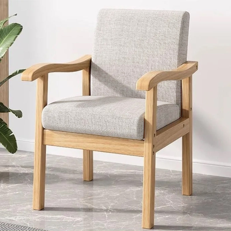 Modern Minimalist Square Rectangular Rubberwood Cotton-linen Desk Chair Backrest Armrest For Home Office DFM-F